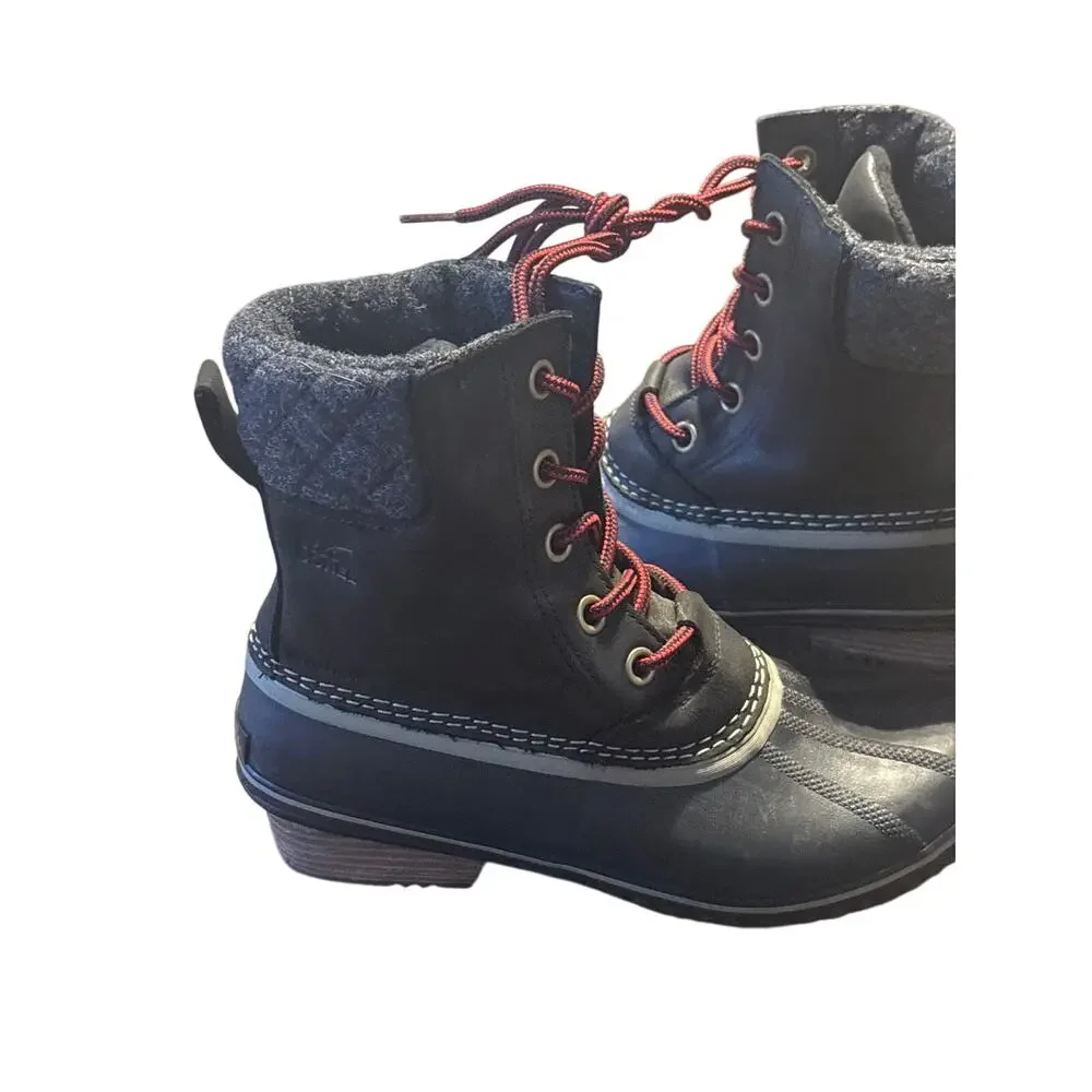 Sorel Women's Slimpack Lace II Black Leather Boots Size 10 US